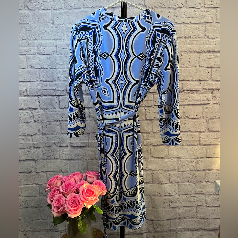 INC International Concept Dress - Blue Tones with Hints of Black & Yellow - 10P - Picture 3 of 5